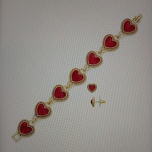 Napier Gold and Red Heart Jewelry Set